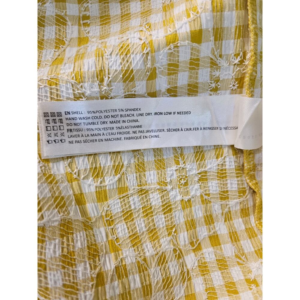 En Saison Embroidered Kanika Mini Dress Sz M Yellow White Daisy Floral - Picture 9 of 9